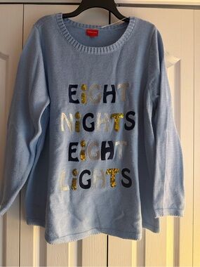 Hanukkah Light Blue "Eight Nights Eight Lights" Sweater